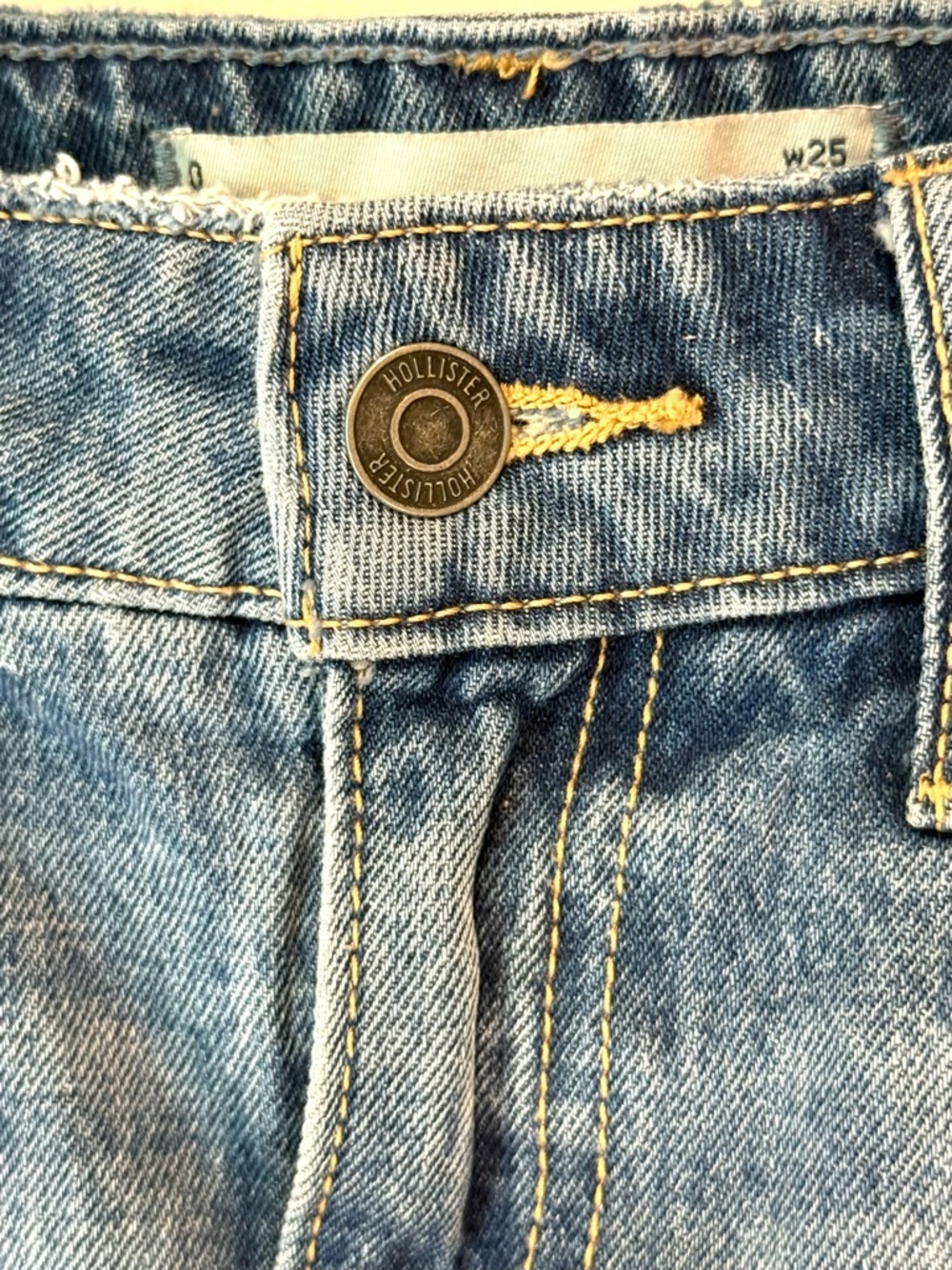 Hollister Light Blue Denim Mini Skirt Pink Bow Embroidered Details - Size 0 - Picture 3 of 13